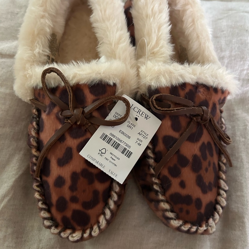 J.Crew Leopard Print Slippers